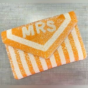 MRS pink Beaded Clutch Bag Crossbody Beaded Bride